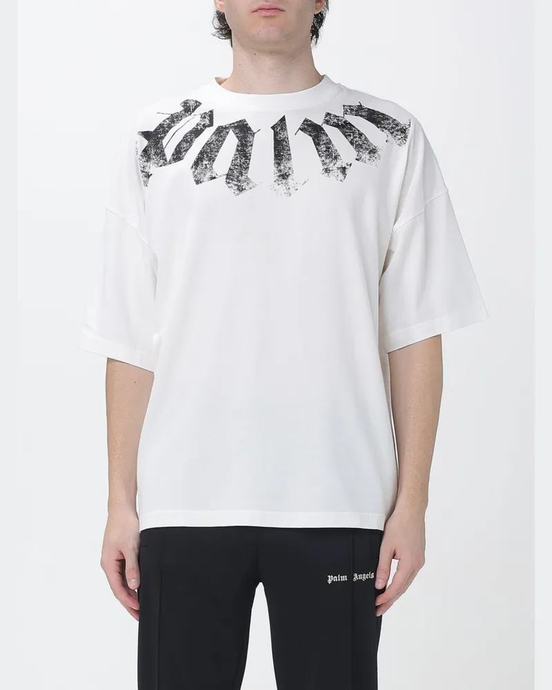 Palm Angels Relaxed-Fit-T-Shirt aus Baumwolle mit Graffiti-Logo-Print Weiß