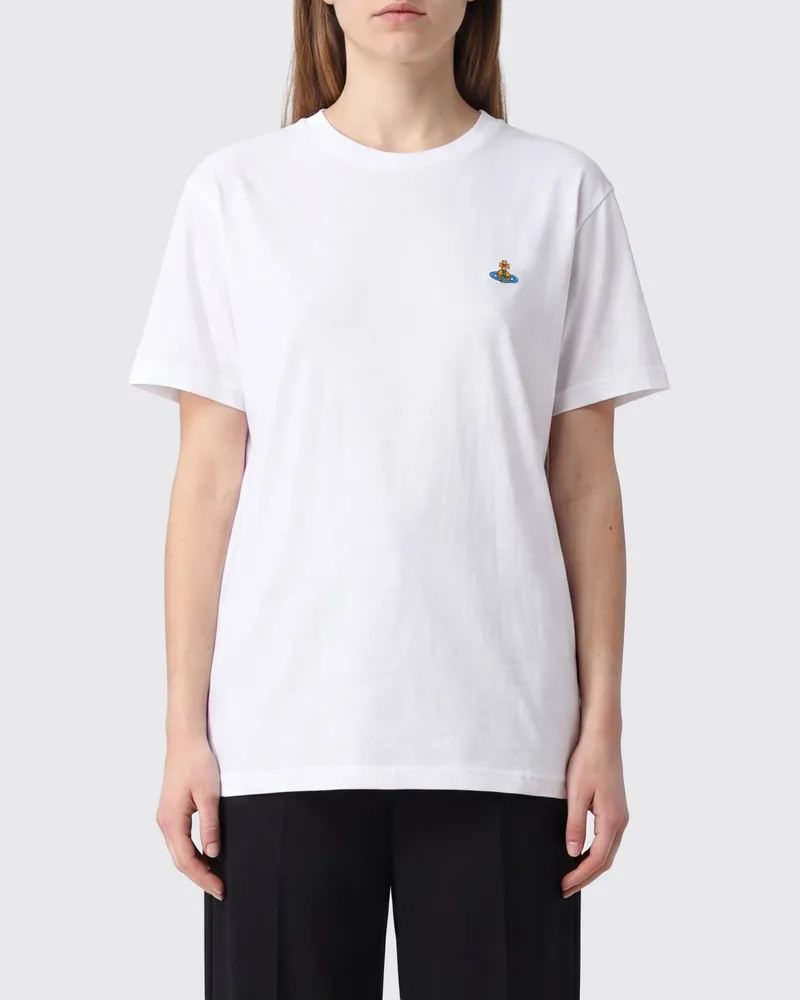 Vivienne Westwood Baumwoll-T-Shirt mit Rundhalsausschnitt und Orb-Logo Weiß
