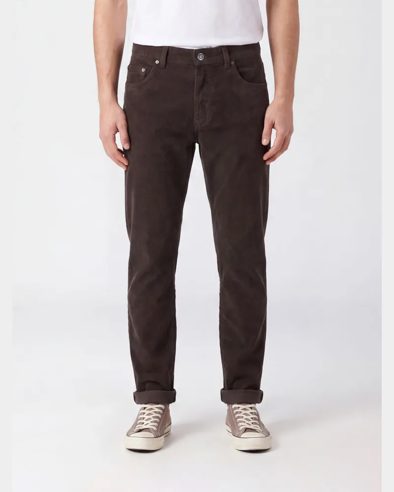 Dondup Slim Fit Cordhose mit mittlerer Leibhöhe und Umschlagbündchen Kakao