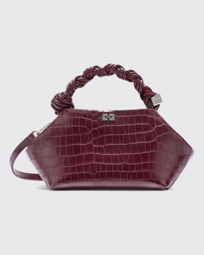 Ganni Bou Tasche aus recyceltem Ledermix mit Krokoprägung Rot