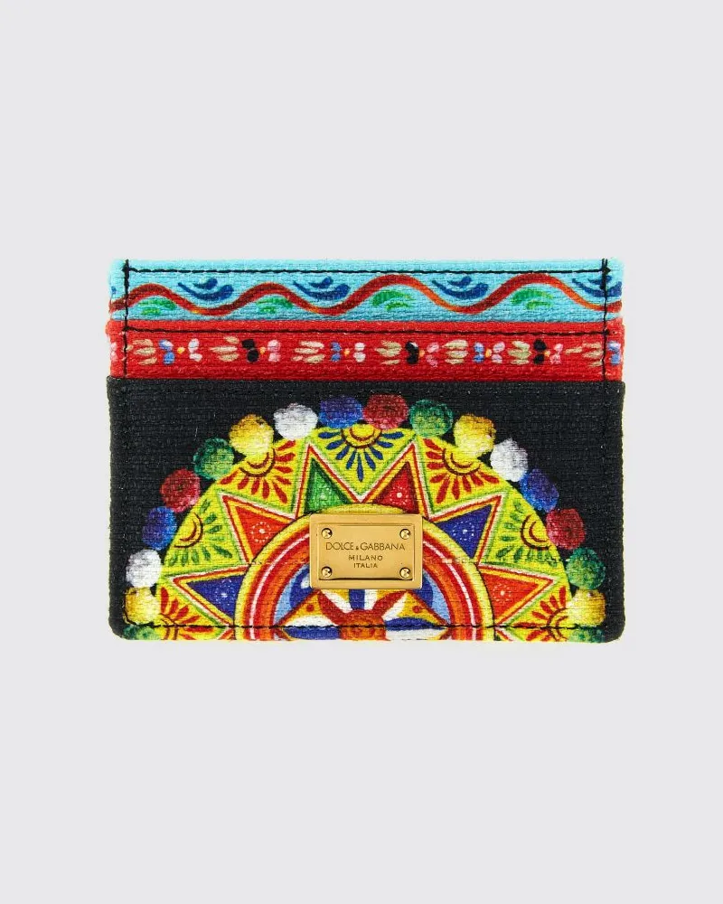 Dolce & Gabbana DOLCE  GABBANA Kartenetui Dolce & Gabbana aus Canvas mit sizilianischem Karren-Print Bunt