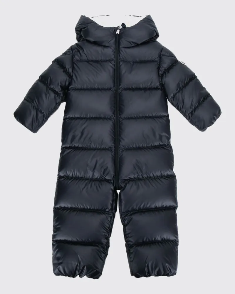 Moncler Gesteppter Nylon-Schneeanzug Alanie für Jungen mit verspielten Ohren Navy