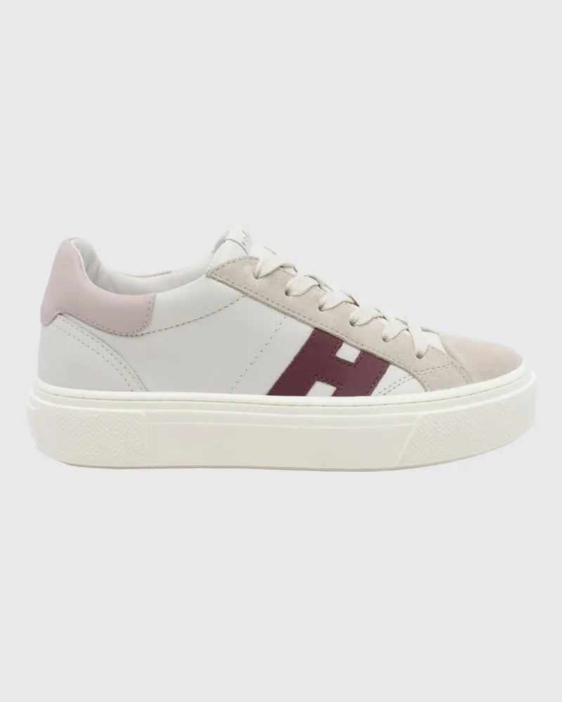 Hogan Crosswind Plateau-Sneaker aus glattem Kalbsleder und Veloursleder Weiß