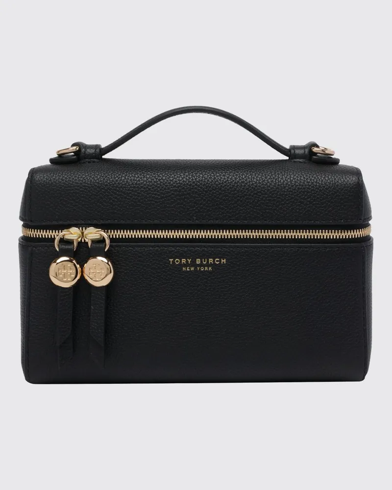 Tory Burch Romy Mini-Handtasche aus genarbtem Leder mit abnehmbarem Griff Schwarz