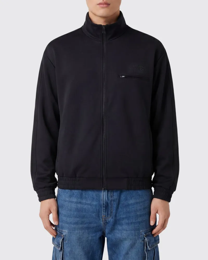 Maison Margiela Baumwoll Kapuzenpullover mit Reißverschluss Schwarz