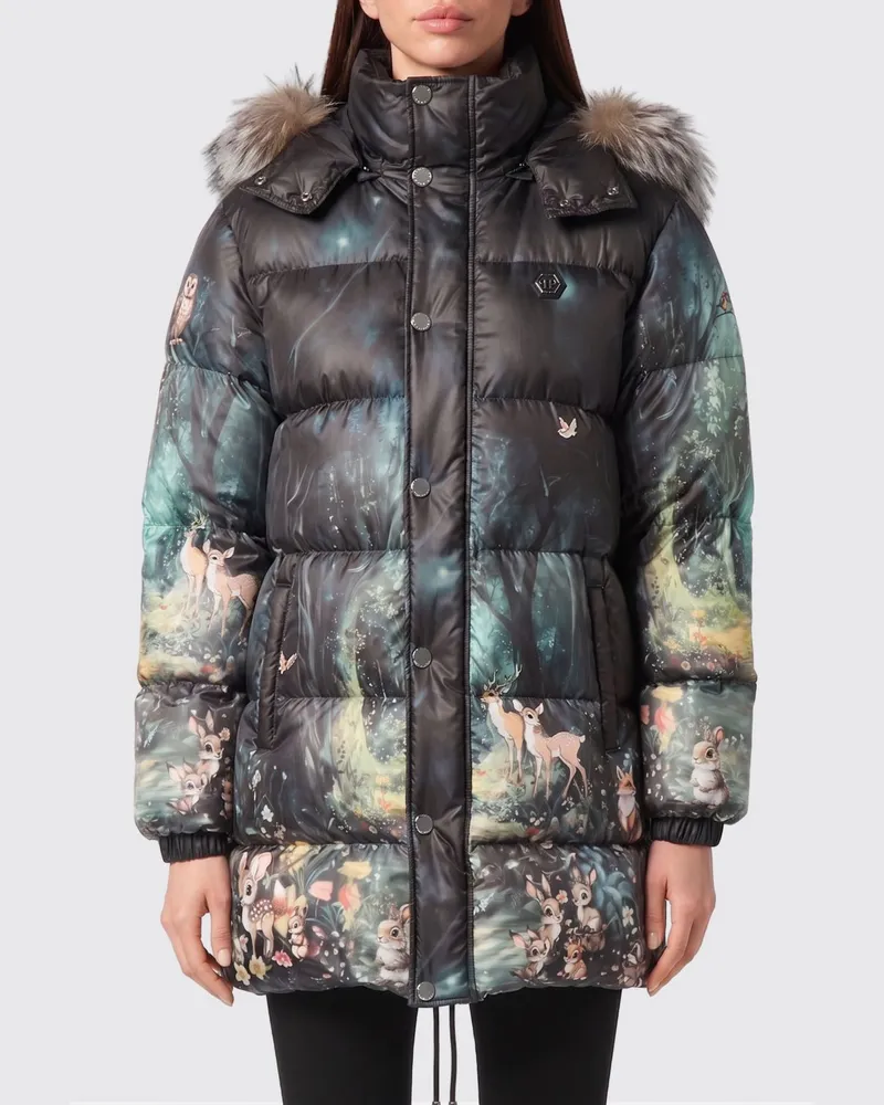Philipp Plein Fairy Daunenjacke aus bedrucktem Nylon Bunt