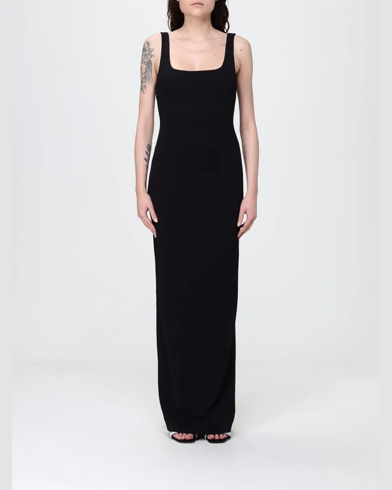 Solace London Langes Crêpe-Kleid Schwarz