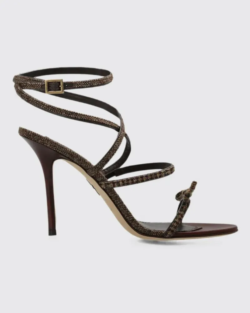 Dsquared2 Prince of Wales Woll-Sandalen mit Stiletto-Absatz und Schleife Braun