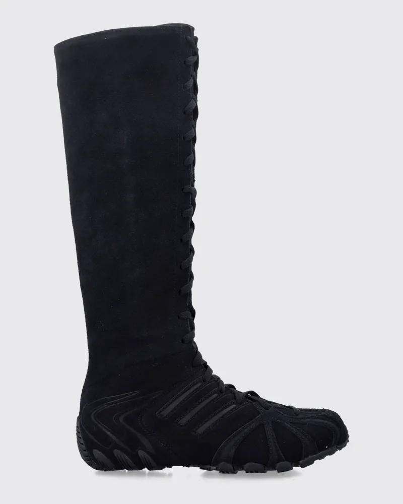 adidas Kniehohe Schnürstiefel aus Wildleder mit tonalen 3-Streifen Schwarz