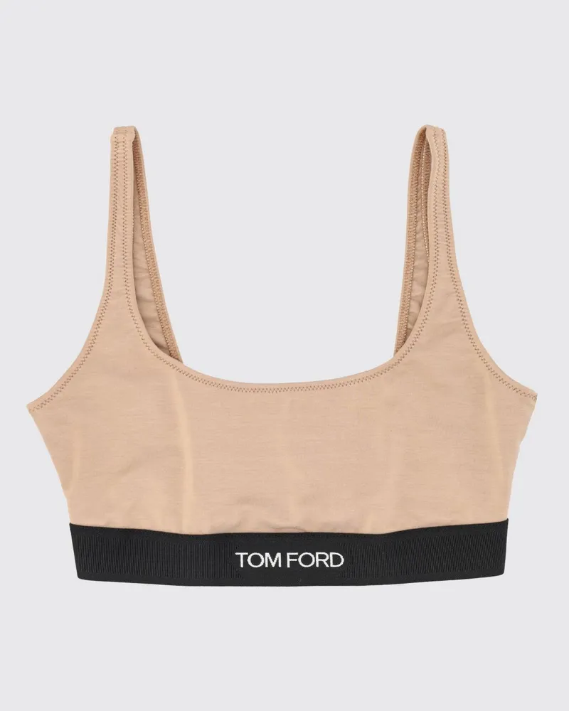 Tom Ford Cropped Bralette-Top aus Modal mit kontrastierendem Logo-Band Pink