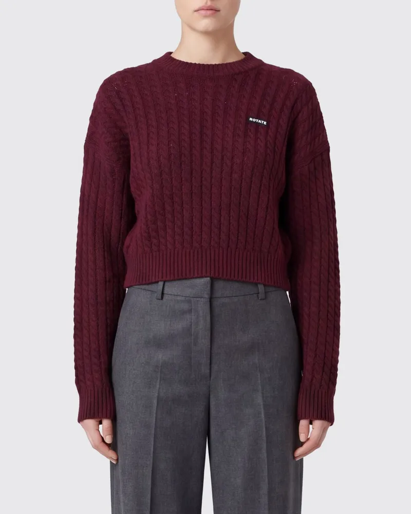 ROTATE Birger Christensen Pullover aus Woll- und Kaschmirmischung mit appliziertem Logo Braun