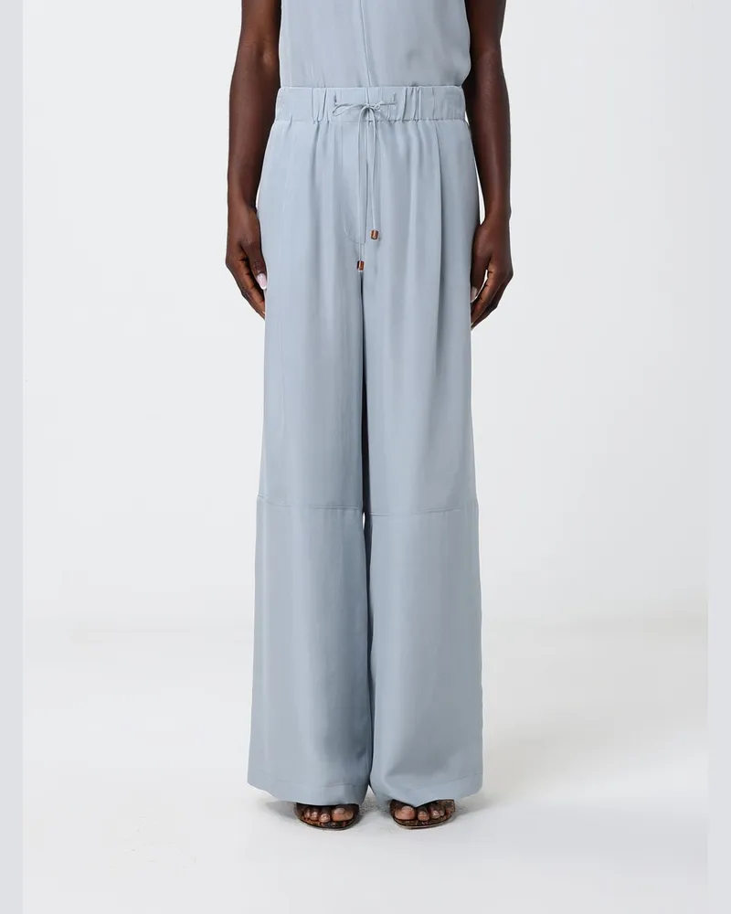 ALYSI Seiden-Palazzo-Hose mit Kordelzug Blau