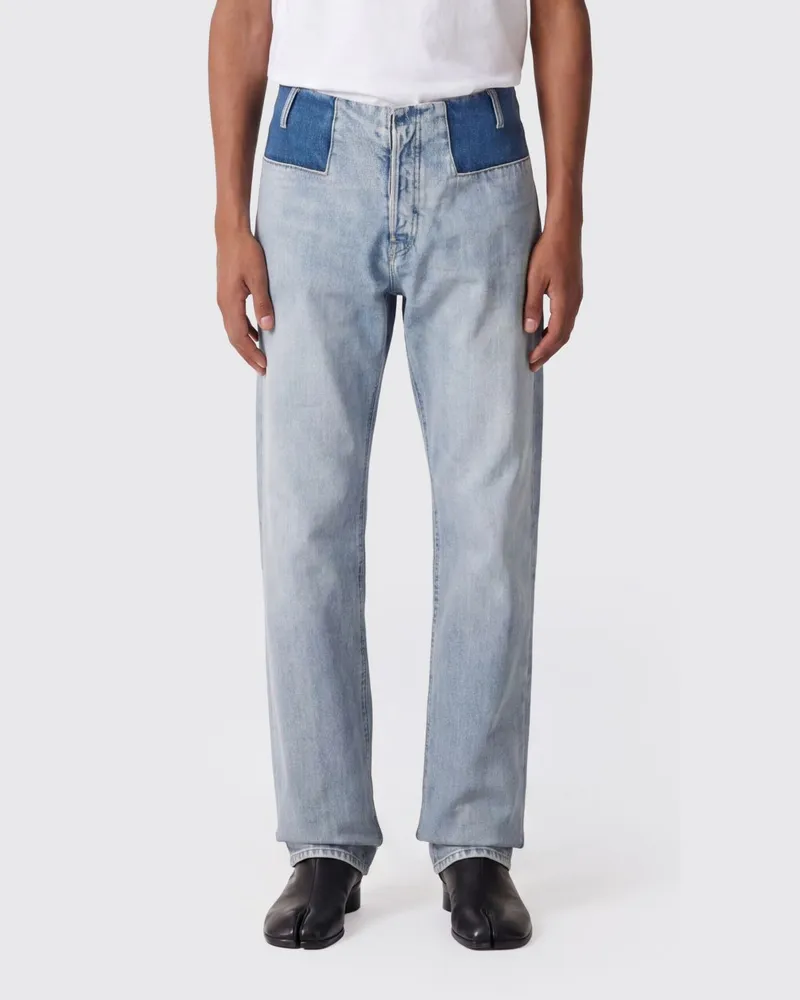 Maison Margiela Slim Fit Patchwork-Denim-Jeans mit Four Stitches-Logo Schwarz