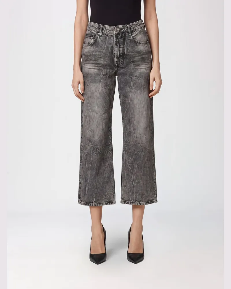 Philipp Plein High-Waist Cropped-Jeans aus Stretch-Denim mit weitem Bein Grau