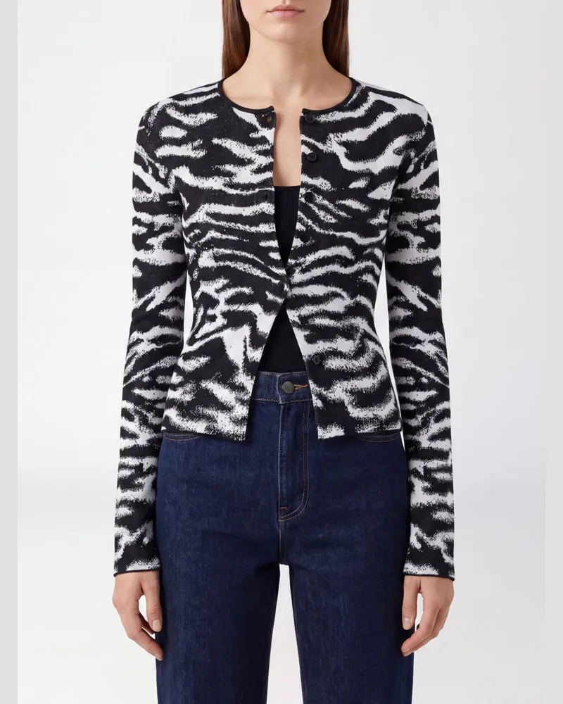 ATTICO Slim-Fit-Cardigan mit Zebramuster von aus Baumwollmischung Weiß