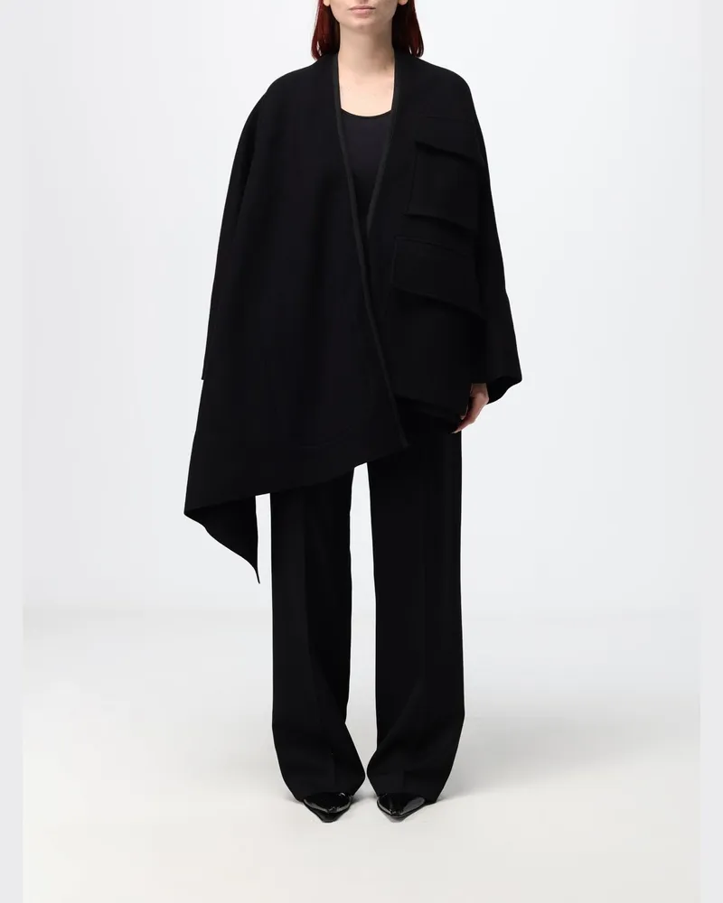 TER ET BANTINE Cape aus Wolle und Kaschmir mit asymmetrischem Saum Schwarz
