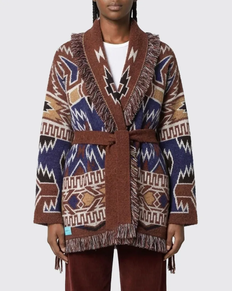 Alanui Jacquard-Strick-Cardigan mit Schalkragen und Fransenbesatz Bunt