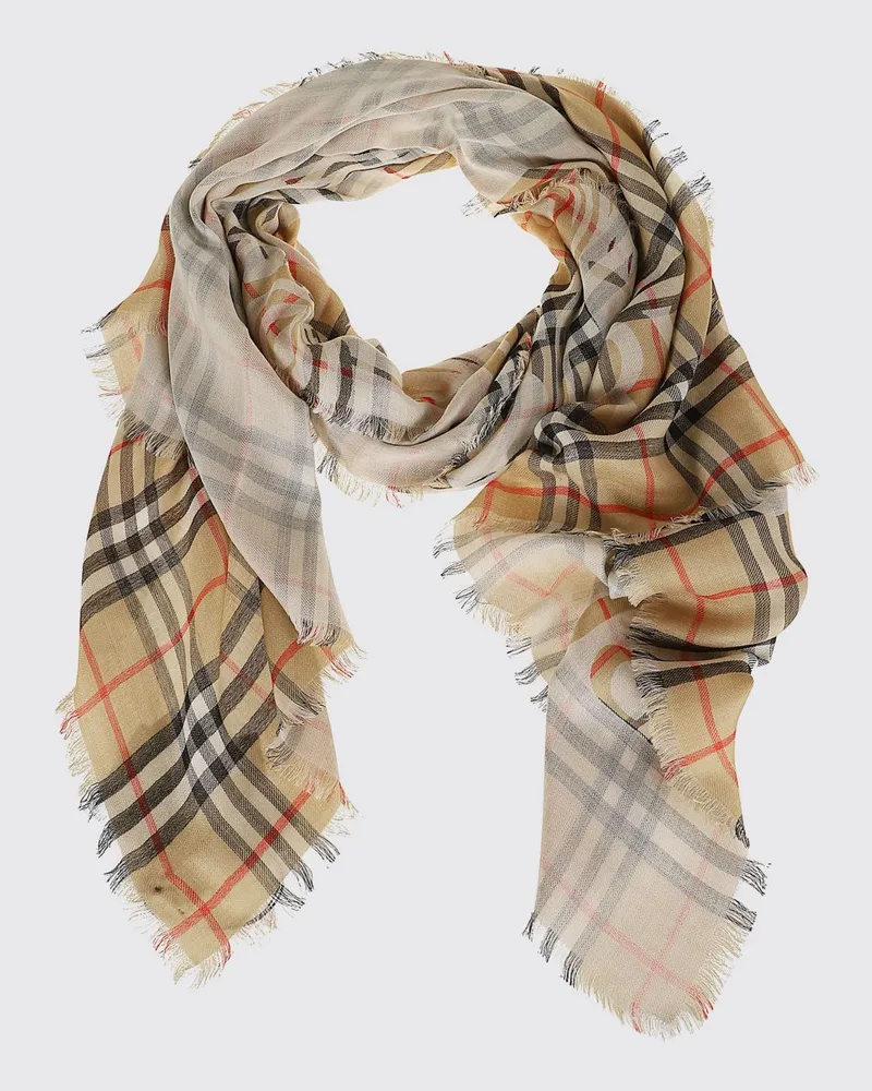 Burberry Schal aus Wolle und Seide mit Vintage-Check-Muster Nude
