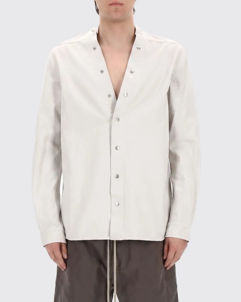 DRKSHDW by Rick Owens Langärmeliges V-Ausschnitt-Baumwollhemd mit Knopfverschluss Weiß