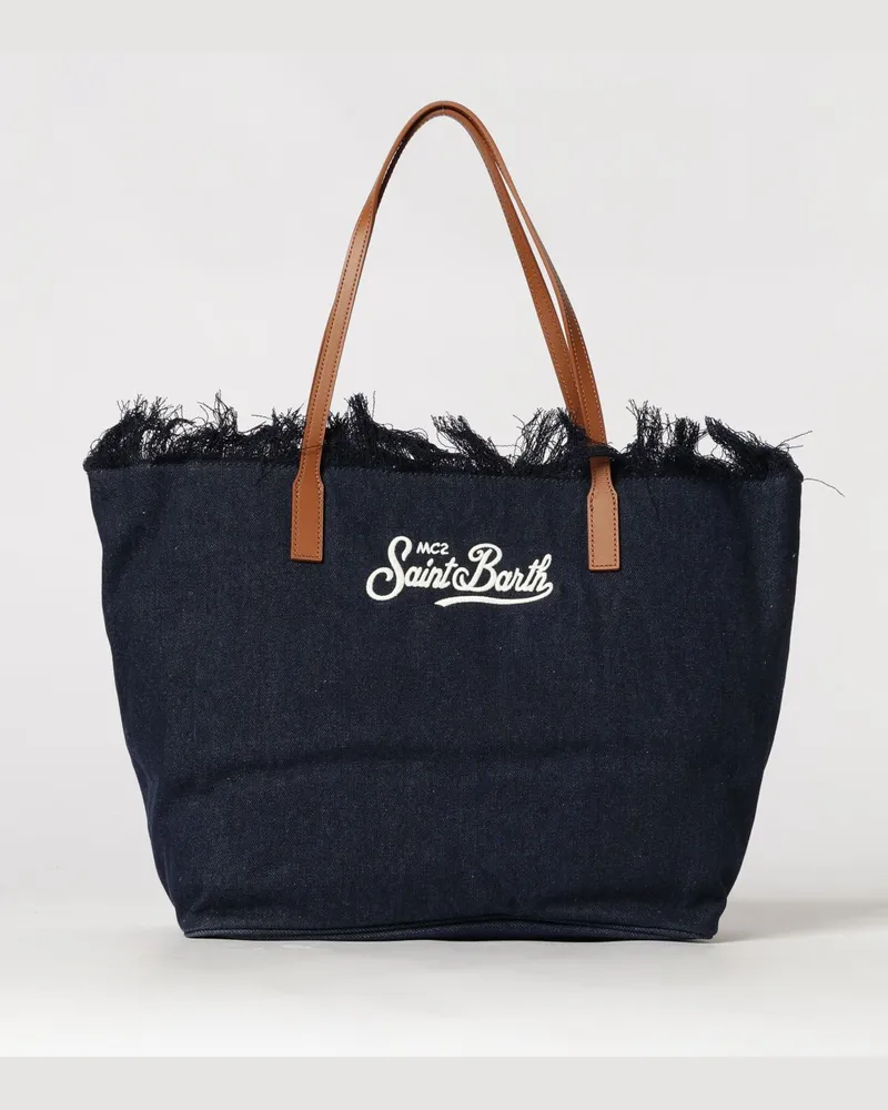 MC2 Saint Barth Schultertasche aus Baumwollmischung mit Logo Blau