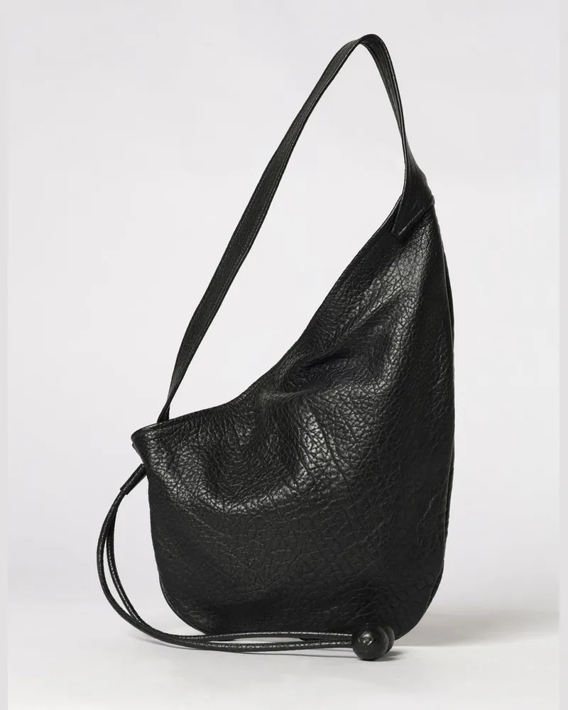 Marni Hobo-Tasche aus genarbtem Naturleder Schwarz