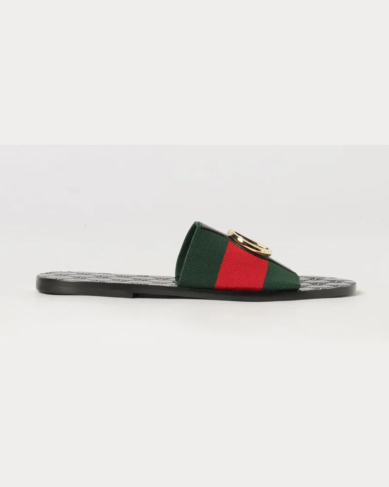 Gucci Slide-Sandalen aus Canvas mit GG-Monogramm und Metall-Logo Schwarz