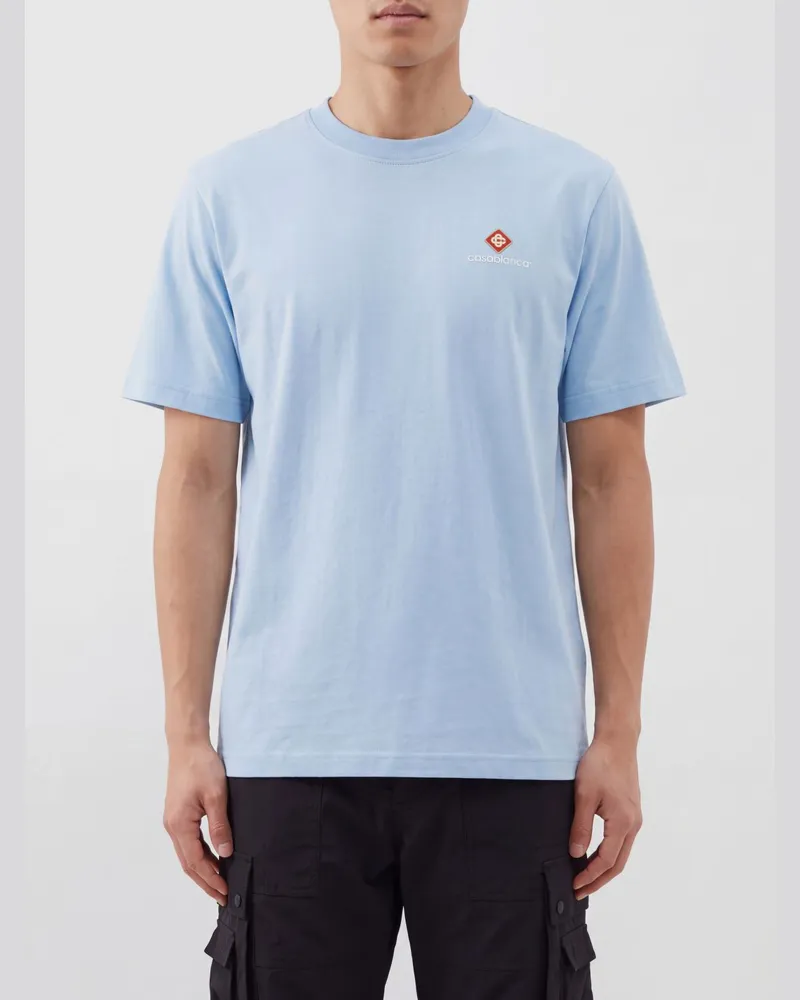 Casablanca Paris Rundhals-T-Shirt aus Bio-Baumwolle mit Grafikdruck Blau