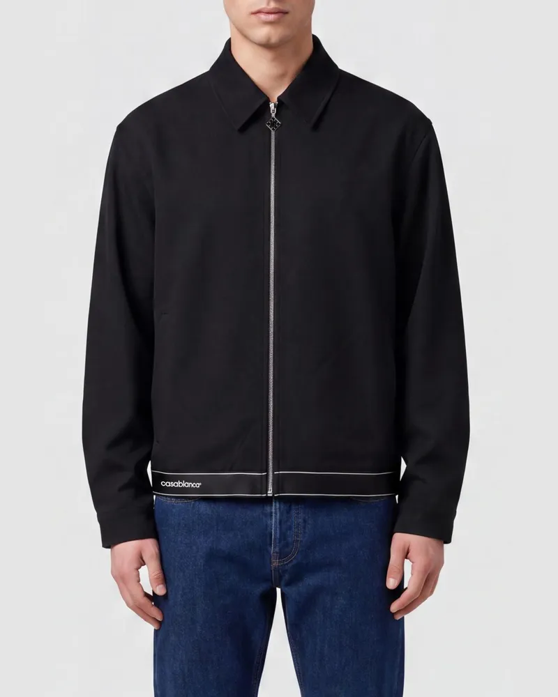 Casablanca Paris Woll-Hemdjacke mit klassischem Kragen und Reißverschluss Schwarz