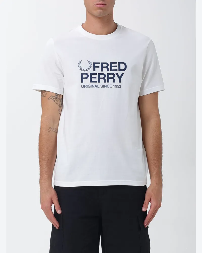 Fred Perry Baumwoll-T-Shirt mit Logo Weiß