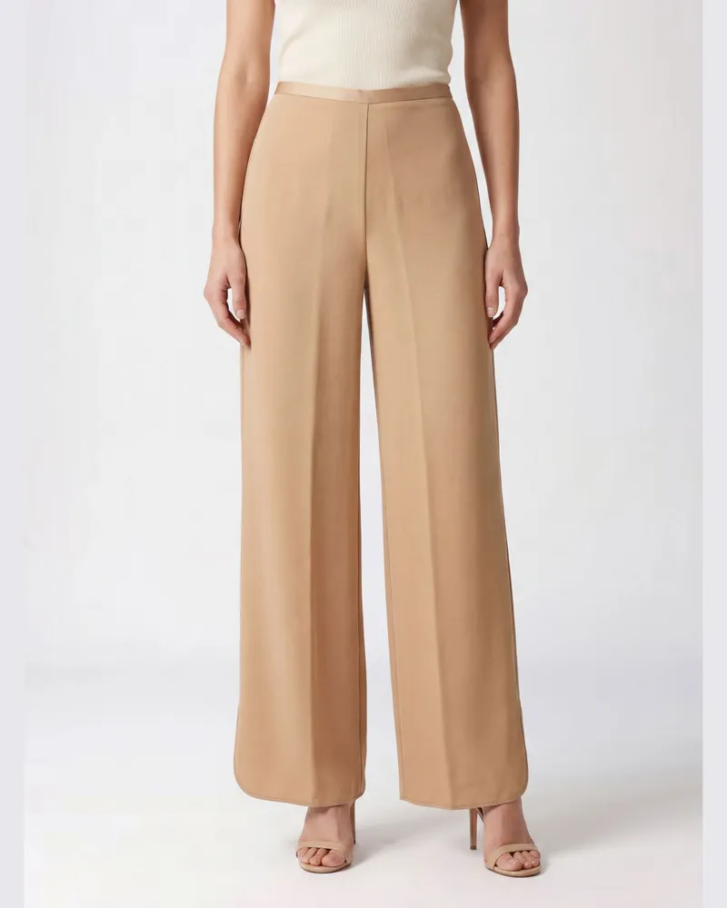 forte_forte Weite Hose aus Viskosemischung Beige