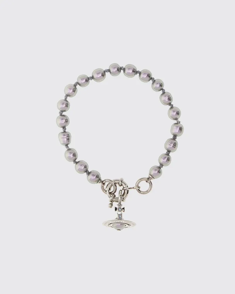 Vivienne Westwood Aleksa-Armband von mit Perlen, Kristallen und Orb-Logo Platinum