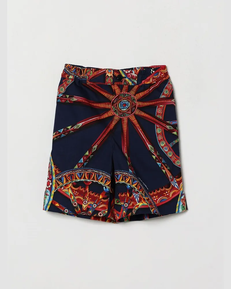 Dolce & Gabbana DOLCE  GABBANA Dolce & Gabbana Shorts für Jungen aus Seidentwill mit Carretto-Siciliano-Print Blau