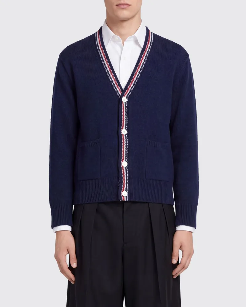 Thom Browne Slim Fit Cardigan von aus Wolle und Mohair mit Fauna-Print Blau