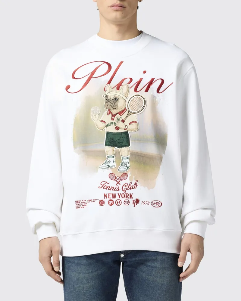 Philipp Plein Relaxed-Fit-Sweatshirt von mit Rundhalsausschnitt und Logostickerei Weiß