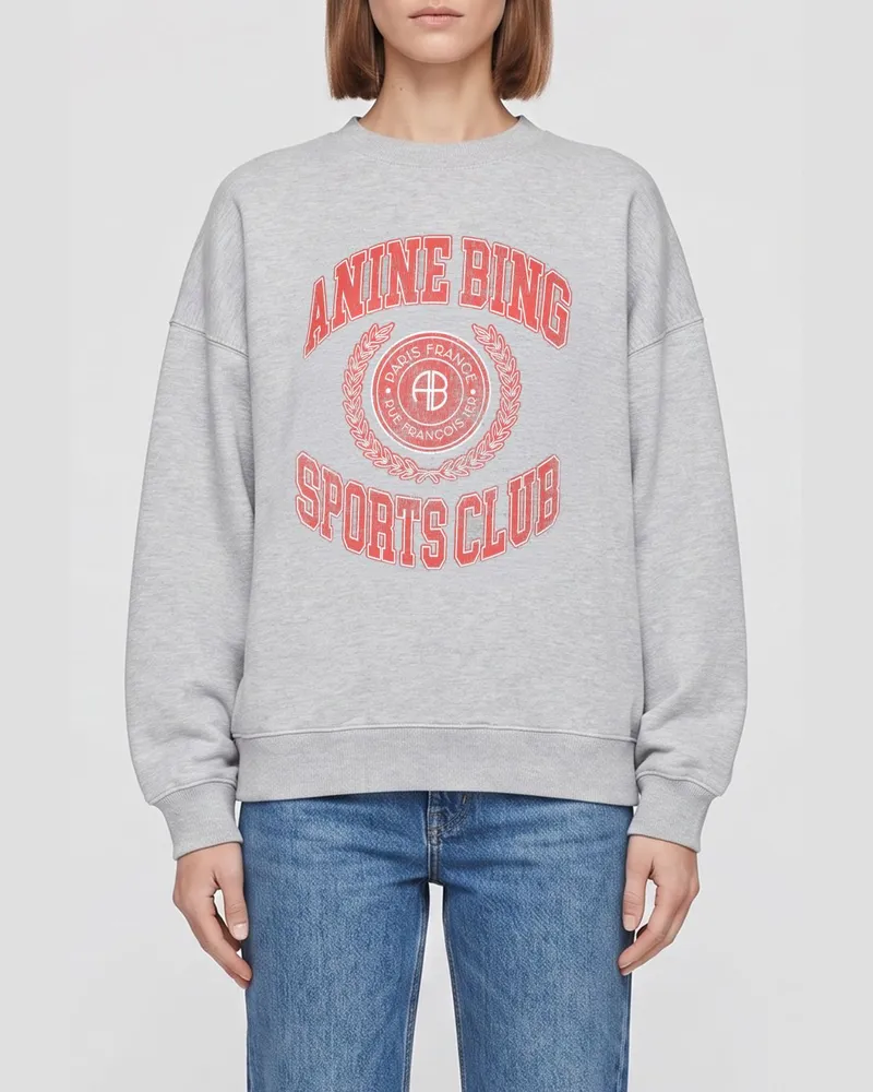 Anine Bing Relaxed Fit Sweatshirt mit Logo und Rundhalsausschnitt aus Baumwollmischung Grau