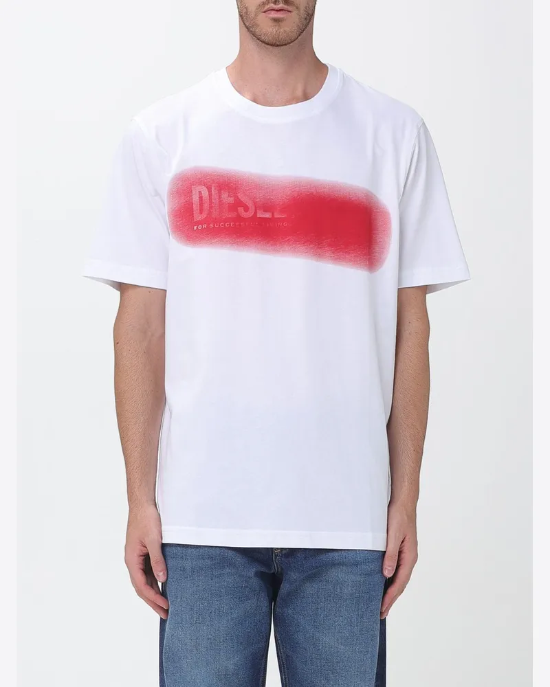 Diesel Relaxed-Fit-T-Shirt mit Rundhalsausschnitt aus Baumwolle mit kontrastierendem Logo-Print Weiß