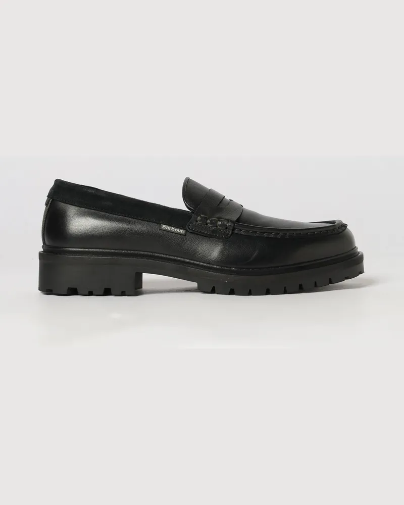Barbour Croxton Penny-Loafer von aus Leder mit erhabener Schürze Schwarz