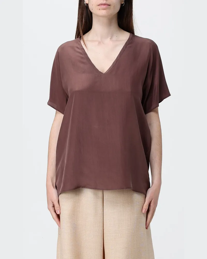 ALYSI Klassische Seidenbluse Violett