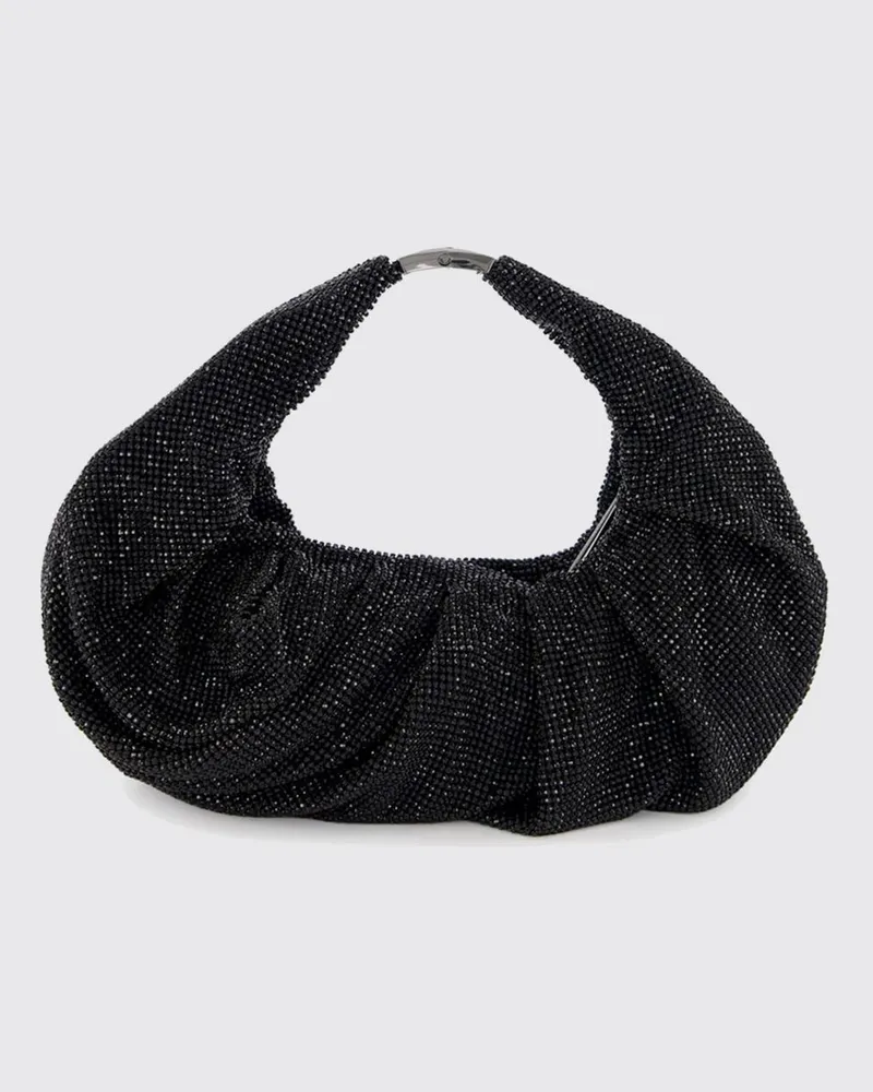 Benedetta Bruzziches Drapierte, kristallverzierte Handtasche Yennefer Schwarz