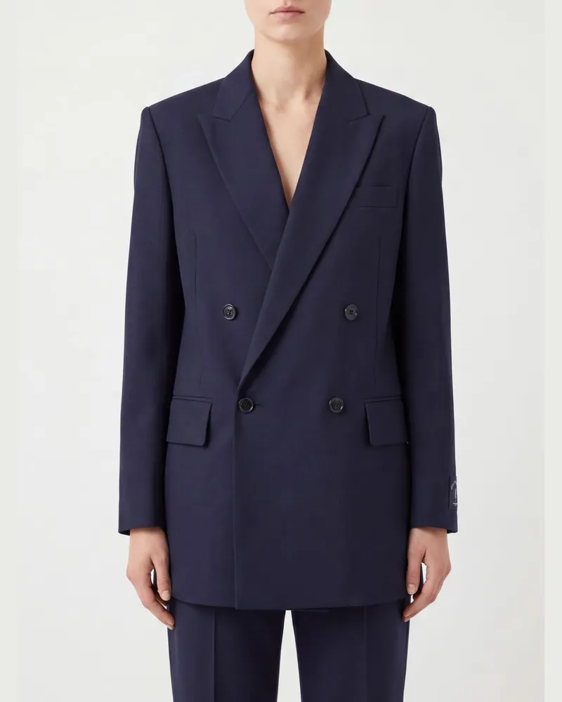 Maison Margiela Cropped-Zweireiher-Blazer aus Wollmischung mit steigendem Revers Grau
