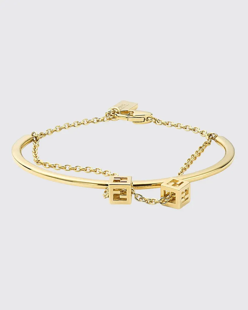 Fendi Faces Armband aus goldfarbener Bronze mit FF-Monogramm-Detail Gold