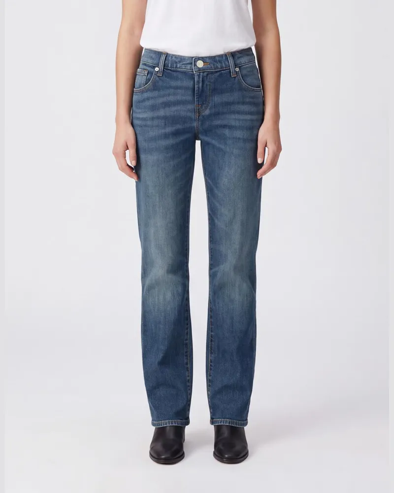 7 for all mankind Hochgeschnittene Straight-Jeans von aus Stretch-Denim Blau