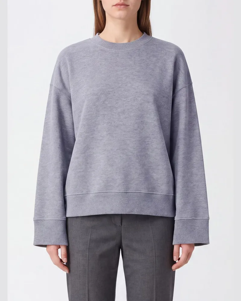 FRANKIE Shop Oversize-Sweatshirt mit Rundhalsausschnitt aus Baumwolle-Modal mit überschnittenen Schultern Grau