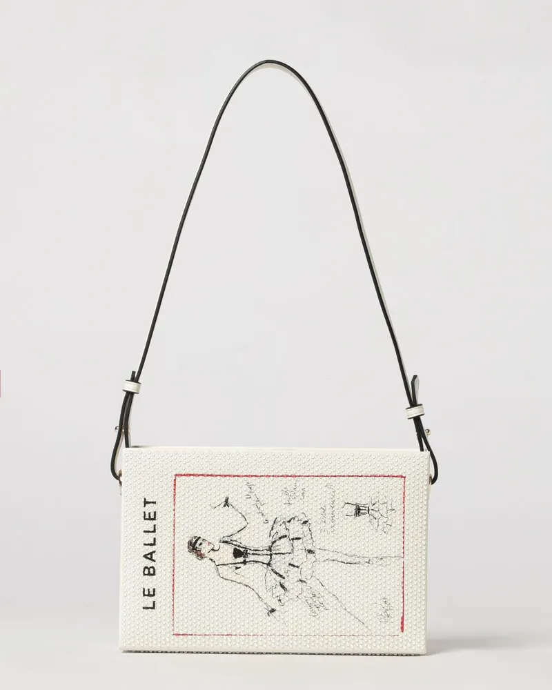 Karl Lagerfeld Schultertasche aus Polyurethan mit Kristallen und Grafikdruck Weiß