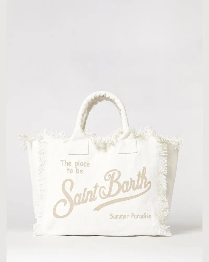 MC2 Saint Barth Vanity-Tasche aus bedruckter Baumwolle mit Logo Bianco