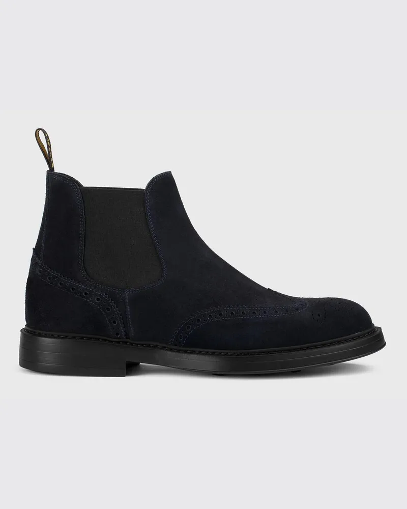 Doucal´s Wildleder-Stiefeletten mit Brogue-Muster Blau