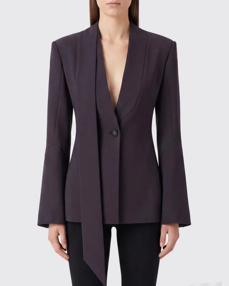 ATTICO Slim Fit Blazer aus Schurwolle mit Satin-Schalkragen Violett