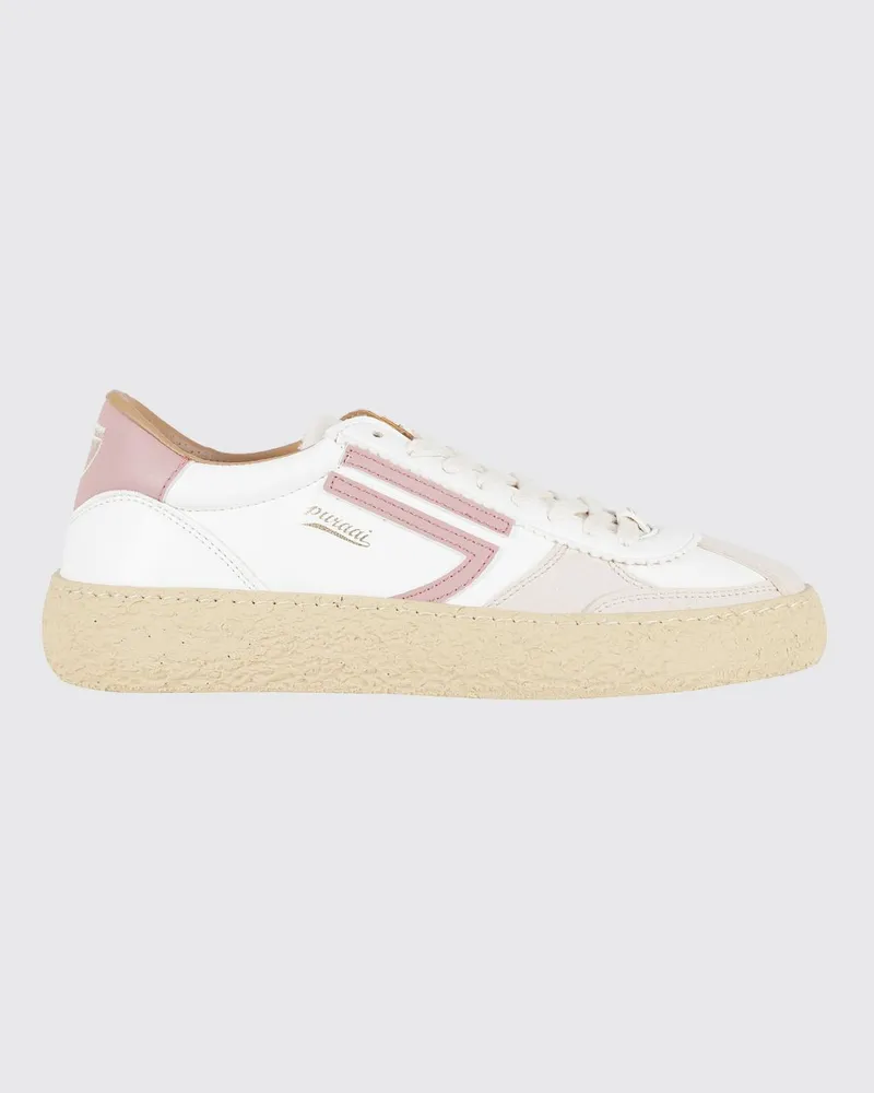 Puraai 1.01 Vintage Sneakers aus veganem Leder mit appliziertem Logo Weiß