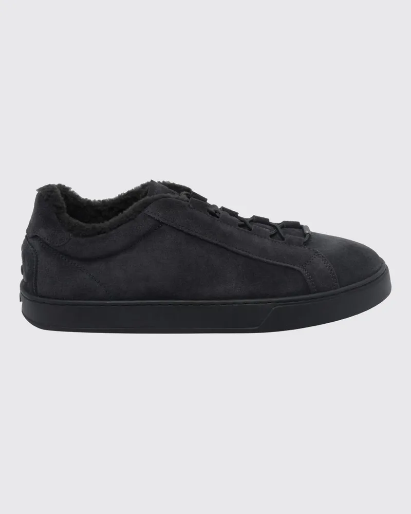 TOD'S Wildleder-Slip-On-Sneakers mit Shearling-Futter und Gommini Schwarz