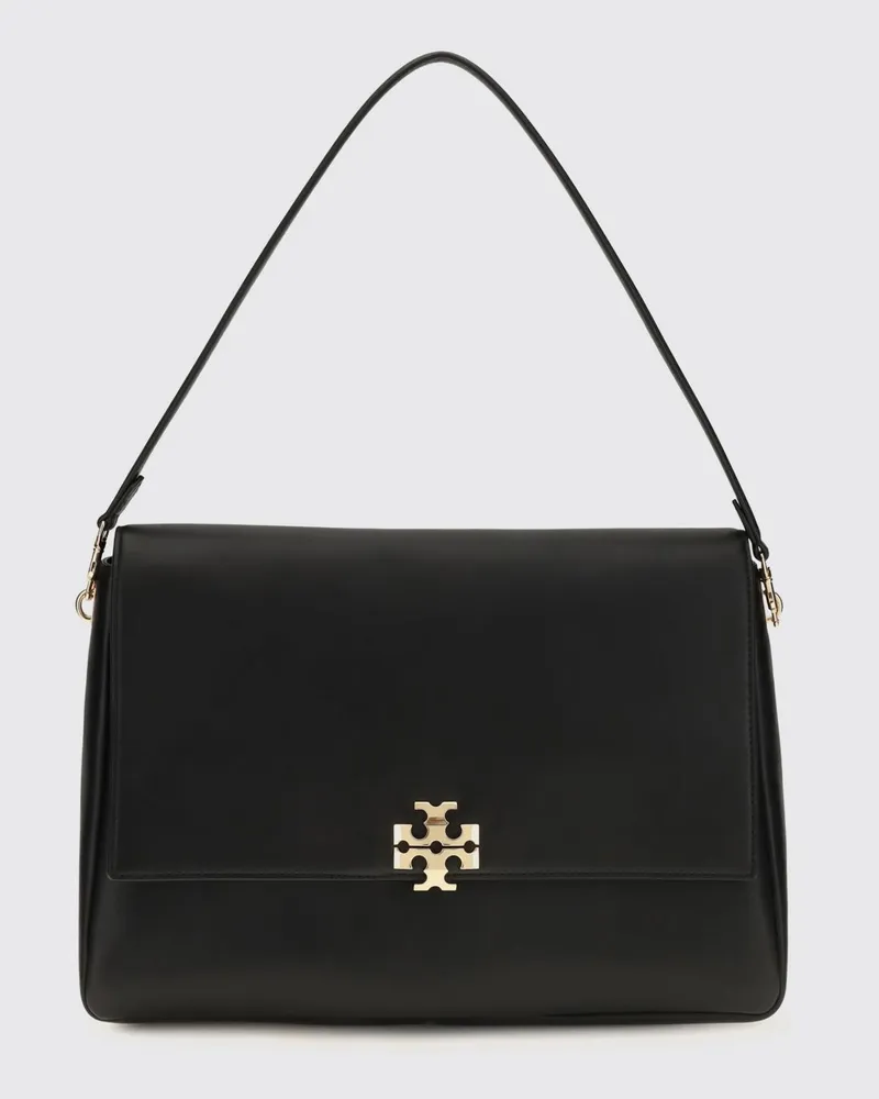 Tory Burch Charlie Große Schultertasche aus Glattleder mit Double T-Logo Schwarz